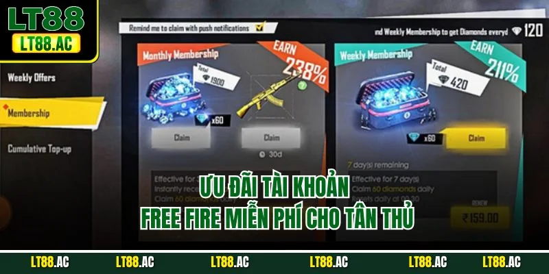 Ưu đãi tài khoản Free Fire miễn phí cho tân thủ